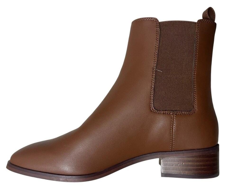 J.Crew Chelsea Boots BT277 Size 8.5 Brown Women’s Vegan Pull On Almond Toe